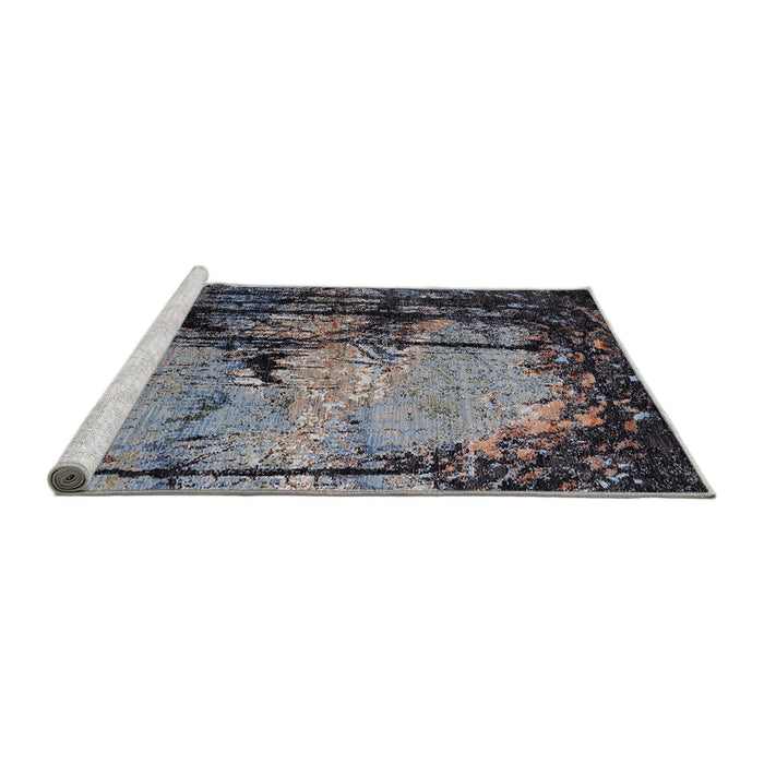 Sideview of Machine Washable Industrial Modern Black Rug, wshurb2748
