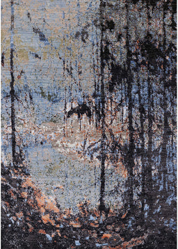 Mid-Century Modern Black Oriental Rug, urb2748
