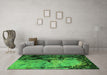 Machine Washable Oriental Green Industrial Area Rugs in a Living Room,, wshurb2748grn