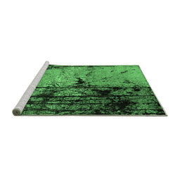 Sideview of Machine Washable Oriental Emerald Green Industrial Area Rugs, wshurb2748emgrn