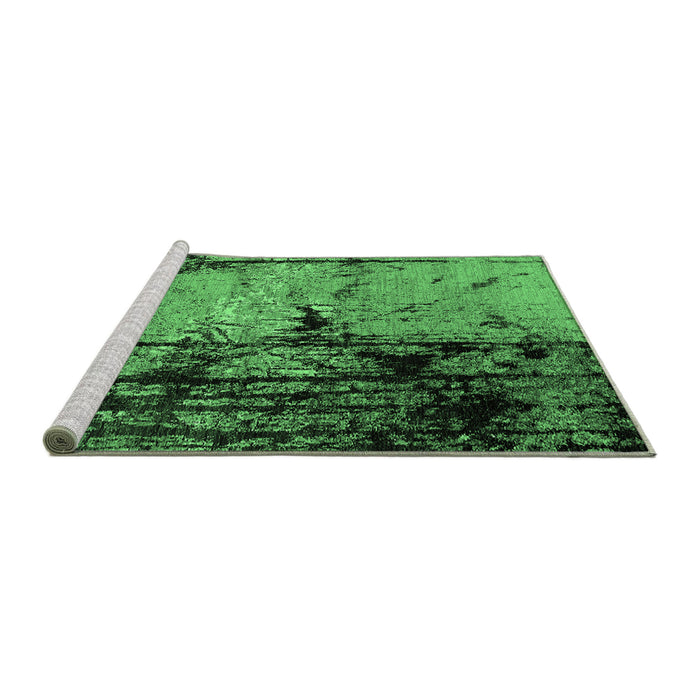 Sideview of Machine Washable Oriental Emerald Green Industrial Area Rugs, wshurb2748emgrn