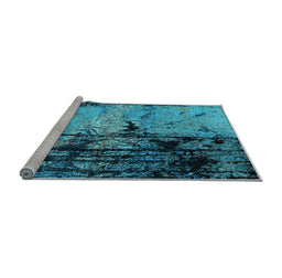 Sideview of Machine Washable Oriental Light Blue Industrial Rug, wshurb2748lblu