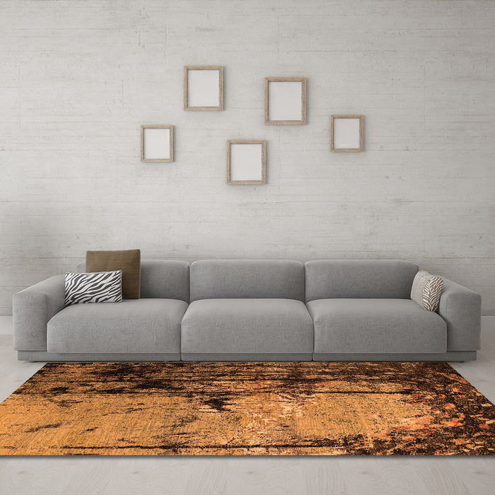Machine Washable Oriental Orange Industrial Area Rugs in a Living Room, wshurb2748org