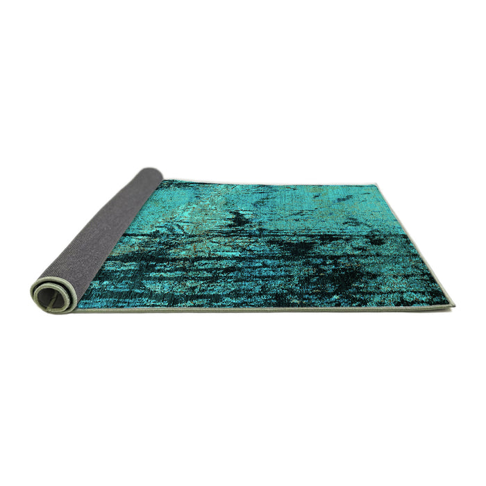 Sideview of Oriental Turquoise Industrial Rug, urb2748turq