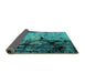 Sideview of Oriental Turquoise Industrial Rug, urb2748turq