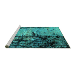 Sideview of Machine Washable Oriental Turquoise Industrial Area Rugs, wshurb2748turq