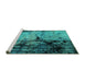 Sideview of Machine Washable Oriental Turquoise Industrial Area Rugs, wshurb2748turq