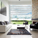 Square Mid-Century Modern Black Oriental Rug in a Living Room, urb2748