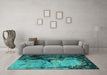 Machine Washable Oriental Turquoise Industrial Area Rugs in a Living Room,, wshurb2748turq