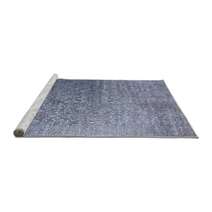 Sideview of Machine Washable Industrial Modern Columbia Blue Rug, wshurb2749