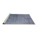 Sideview of Machine Washable Industrial Modern Columbia Blue Rug, wshurb2749