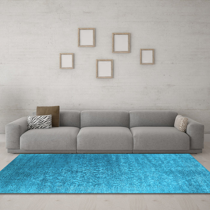 Machine Washable Oriental Light Blue Industrial Rug in a Living Room, wshurb2749lblu