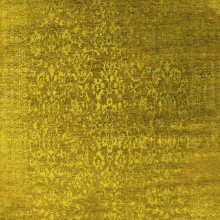 Machine Washable Oriental Yellow Industrial Rug, wshurb2749yw