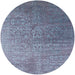 Round Machine Washable Industrial Modern Columbia Blue Rug, wshurb2749