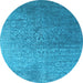 Round Oriental Light Blue Industrial Rug, urb2749lblu