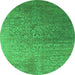 Round Oriental Green Industrial Rug, urb2749grn