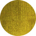 Round Oriental Yellow Industrial Rug, urb2749yw