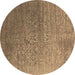 Round Oriental Brown Industrial Rug, urb2749brn