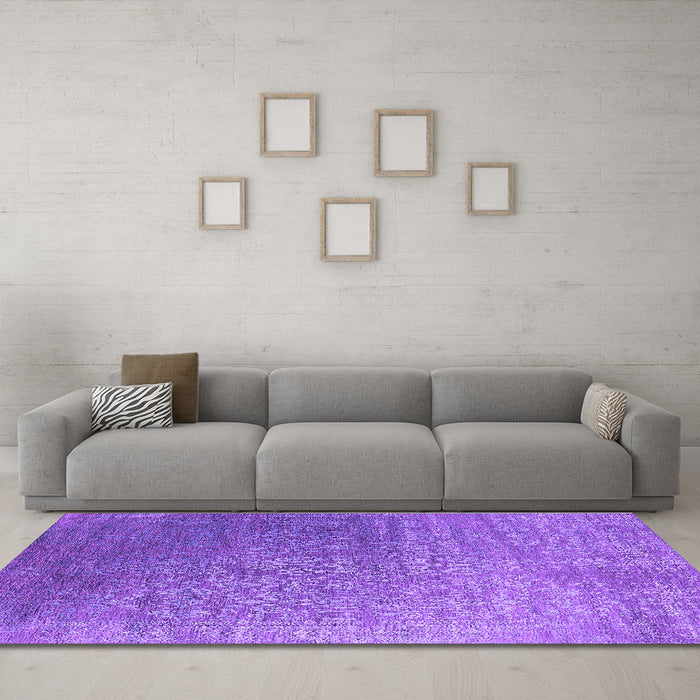 Machine Washable Oriental Purple Industrial Area Rugs in a Living Room, wshurb2749pur