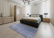 Mid-Century Modern Columbia Blue Oriental Rug in a Bedroom, urb2749