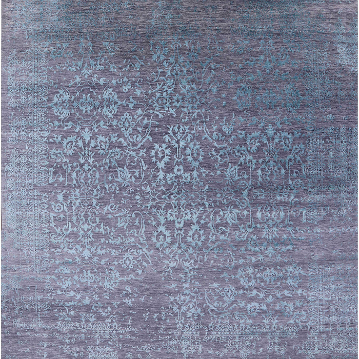 Square Mid-Century Modern Columbia Blue Oriental Rug, urb2749