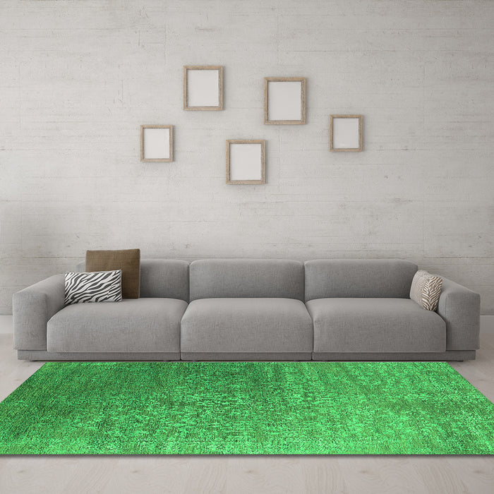Machine Washable Oriental Green Industrial Area Rugs in a Living Room,, wshurb2749grn