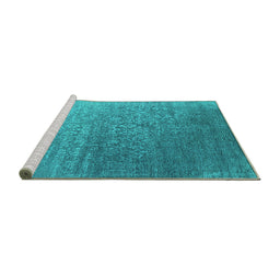 Sideview of Machine Washable Oriental Turquoise Industrial Area Rugs, wshurb2749turq
