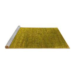 Sideview of Machine Washable Oriental Yellow Industrial Rug, wshurb2749yw