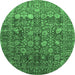 Round Oriental Emerald Green Industrial Rug, urb2750emgrn