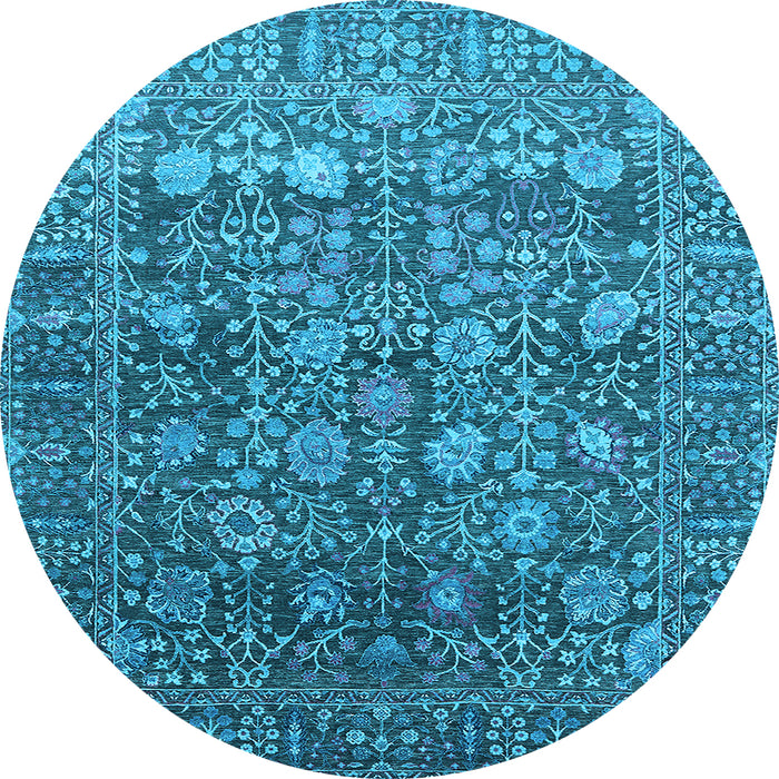 Round Oriental Light Blue Industrial Rug, urb2750lblu