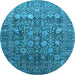 Round Oriental Light Blue Industrial Rug, urb2750lblu