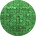 Round Oriental Green Industrial Rug, urb2750grn