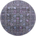 Round Mid-Century Modern Plum Purple Oriental Rug, urb2750