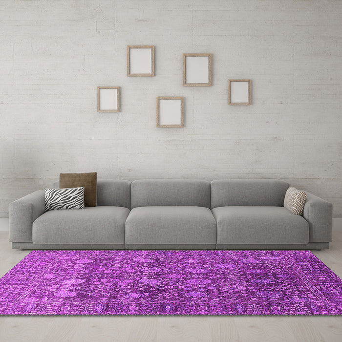 Machine Washable Oriental Pink Industrial Rug in a Living Room, wshurb2750pnk