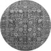 Round Machine Washable Oriental Gray Industrial Rug, wshurb2750gry