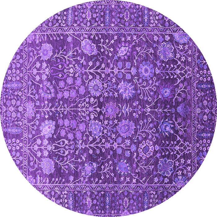 Round Machine Washable Oriental Purple Industrial Area Rugs, wshurb2750pur