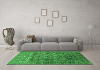 Machine Washable Oriental Green Industrial Rug, wshurb2750grn