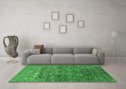 Machine Washable Oriental Green Industrial Area Rugs in a Living Room,, wshurb2750grn