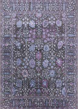 Machine Washable Industrial Modern Plum Purple Rug, wshurb2750