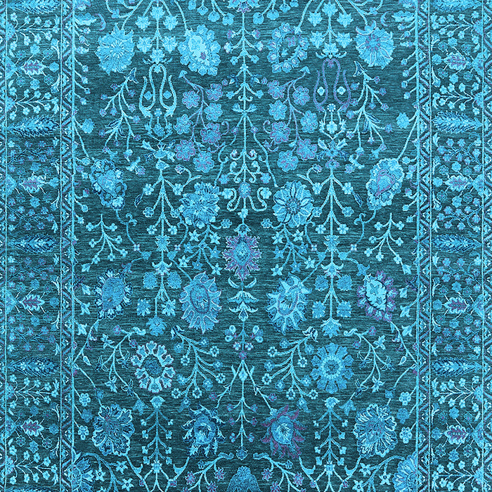 Machine Washable Oriental Light Blue Industrial Rug, wshurb2750lblu
