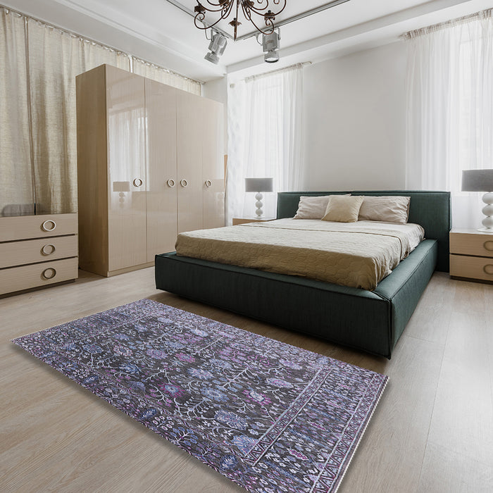 Machine Washable Industrial Modern Plum Purple Rug in a Bedroom, wshurb2750
