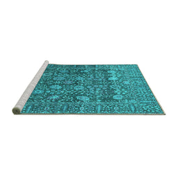 Sideview of Machine Washable Oriental Turquoise Industrial Area Rugs, wshurb2750turq