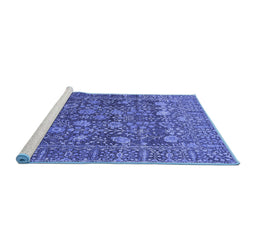 Sideview of Machine Washable Oriental Blue Industrial Rug, wshurb2750blu