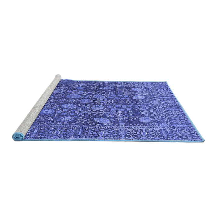 Sideview of Machine Washable Oriental Blue Industrial Rug, wshurb2750blu