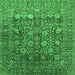 Square Machine Washable Oriental Green Industrial Area Rugs, wshurb2750grn