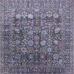 Square Mid-Century Modern Plum Purple Oriental Rug, urb2750