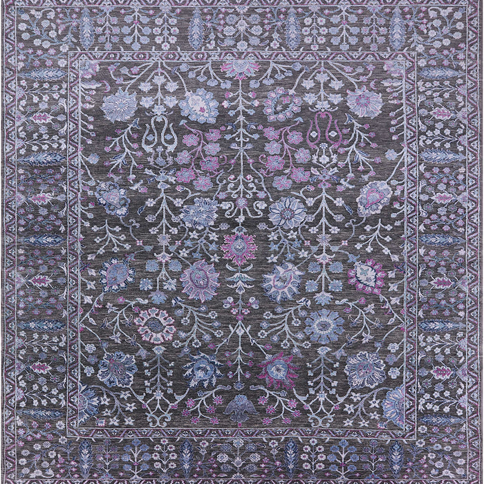 Square Mid-Century Modern Plum Purple Oriental Rug, urb2750