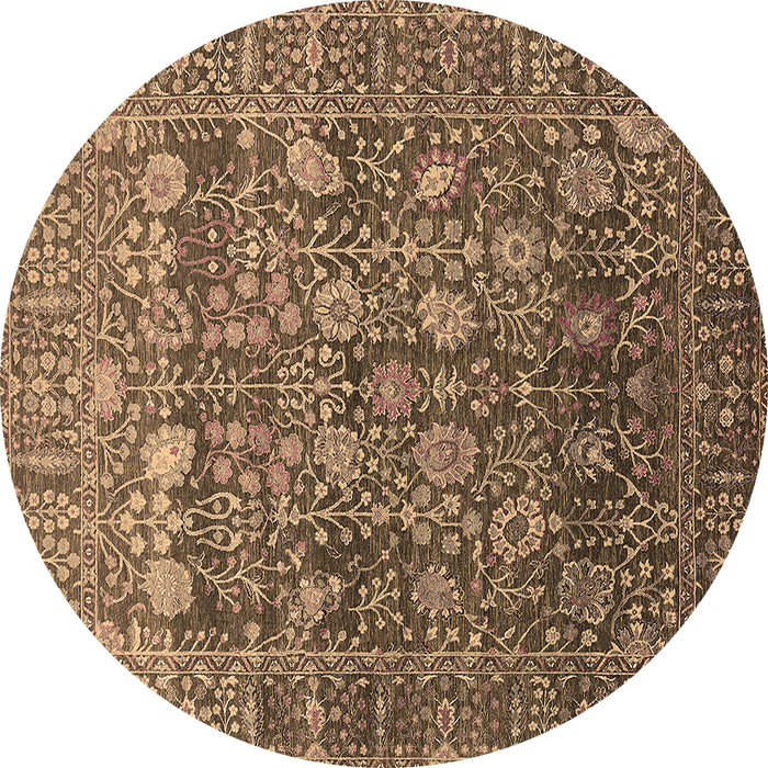 Round Oriental Brown Industrial Rug, urb2750brn
