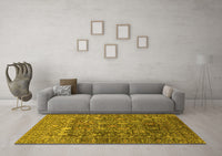 Machine Washable Oriental Yellow Industrial Rug, wshurb2750yw