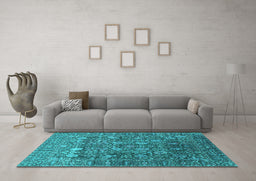 Machine Washable Oriental Turquoise Industrial Area Rugs in a Living Room,, wshurb2750turq